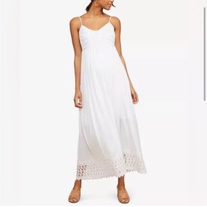 Maternity White Lace Trim Maxi Dress